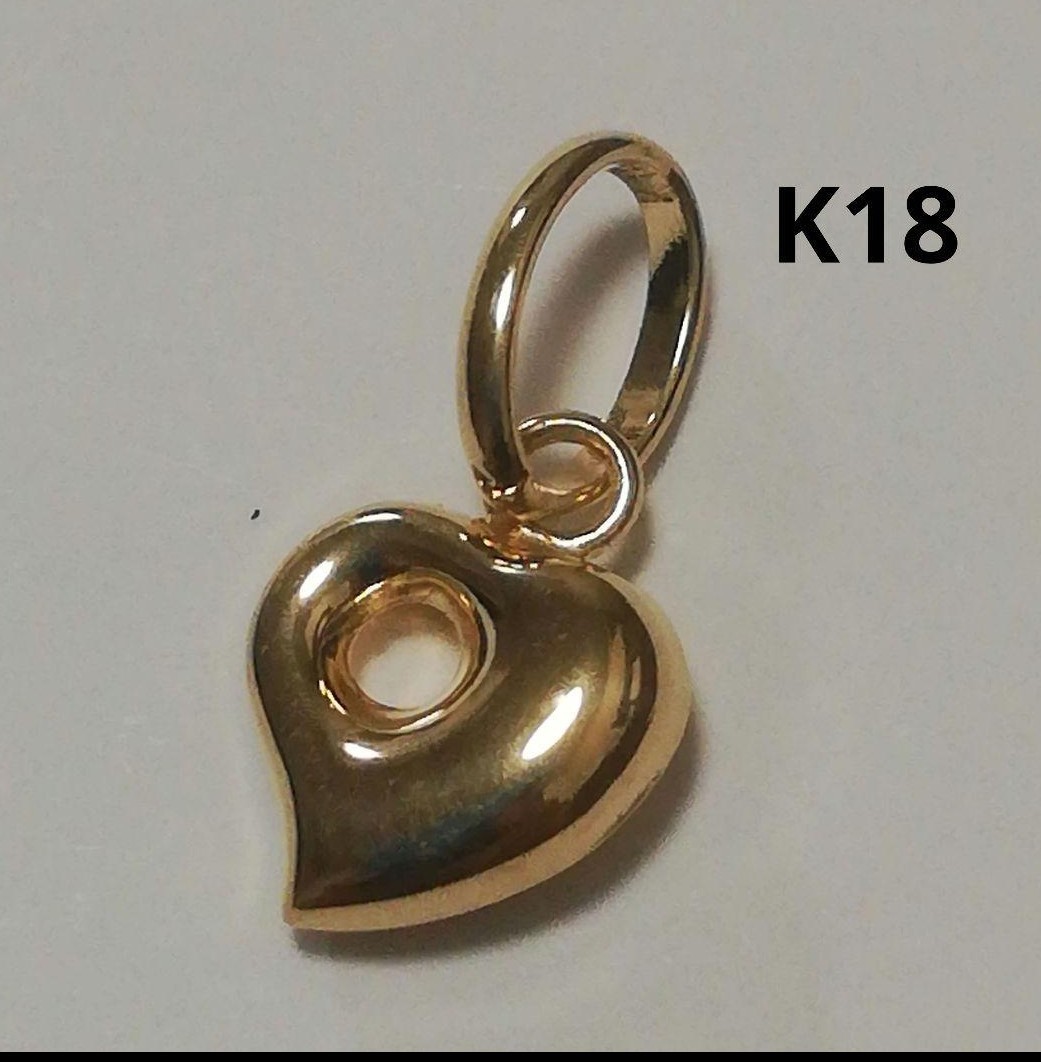 本物】K18 18金 18k YG オープンハート ペンダントトップ チャーム-