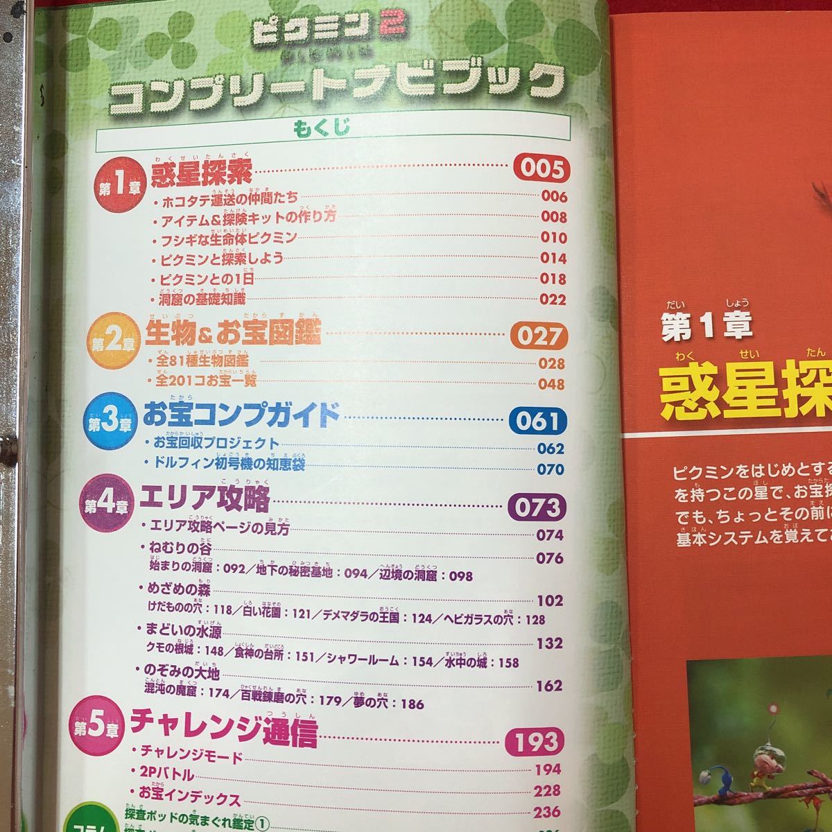 M6f-092 ピクミン2 コンプリートナビブック 個性を生かして運び戦う 発行2004年6月25日初版発行 攻略本 目次 惑星探索 生物&お宝図鑑 など_画像5