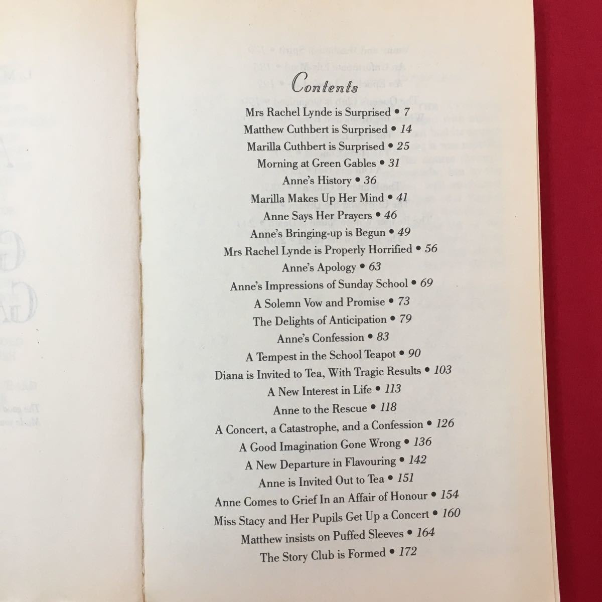 M6f-322 L. M. MONTGOMERY ANNE OF GREEN GABLES 赤毛のアン 英語表記 L.M. モンゴメリー 再販1987年 目次 レイチェルリンドは驚いている_画像5