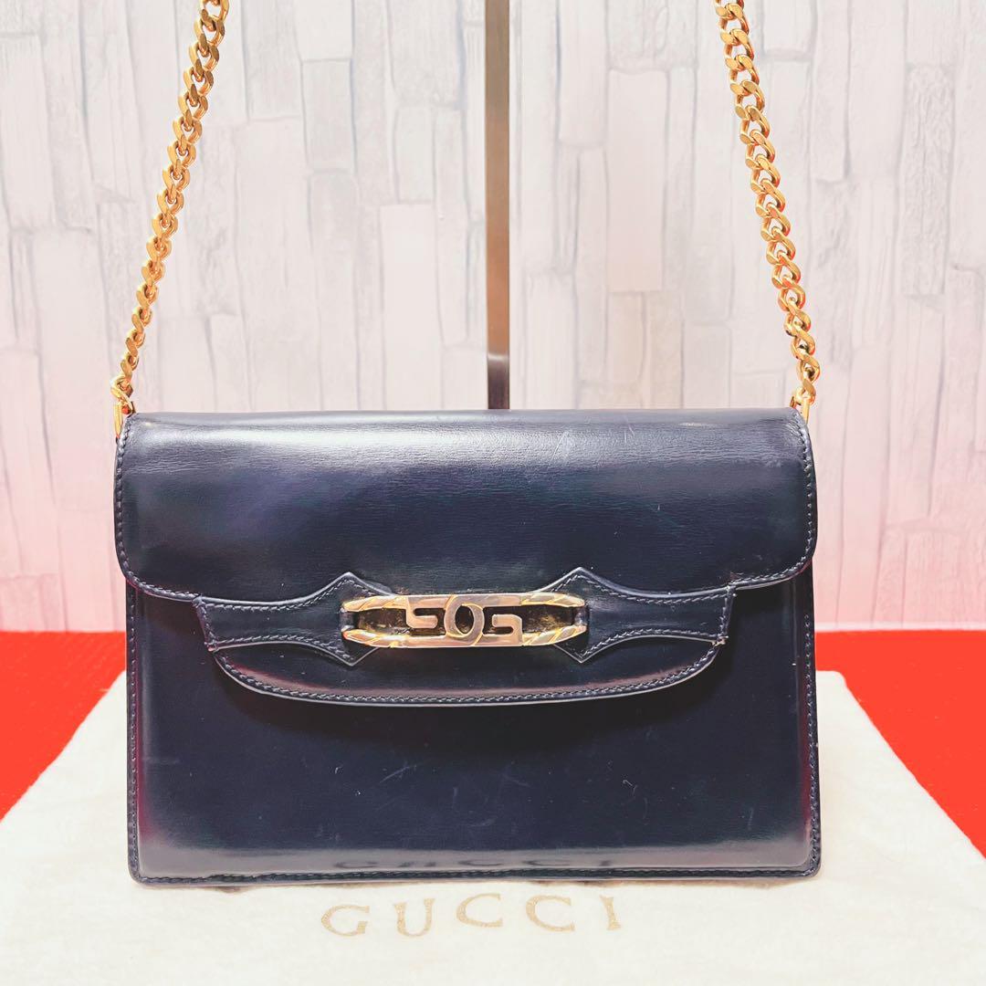 希少 GUCCI オールドグッチ ショルダーバッグ GGインターロッキング