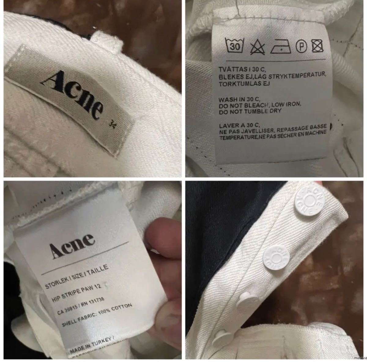 Acne Acne stripe white Denim 34 black 