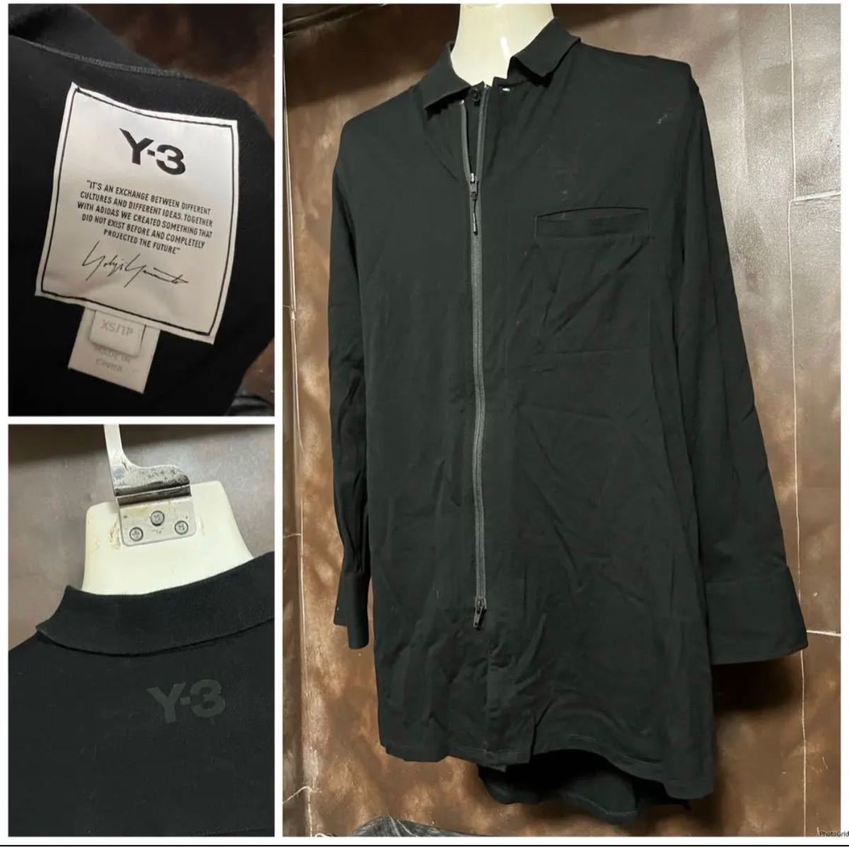 美しい Y-3 yohji 黒 ロングジップシャツ ブラック XS yamamoto 長袖