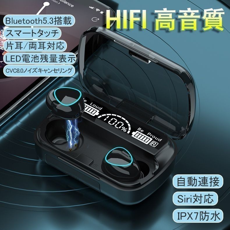2023新　Bluetooth5.3 ワイヤレスイヤホン ブルートゥースイヤフォン　Hi-Fi音質 マイク内蔵 防水　bluetoothイヤホン ぶるーとぅーす_画像1