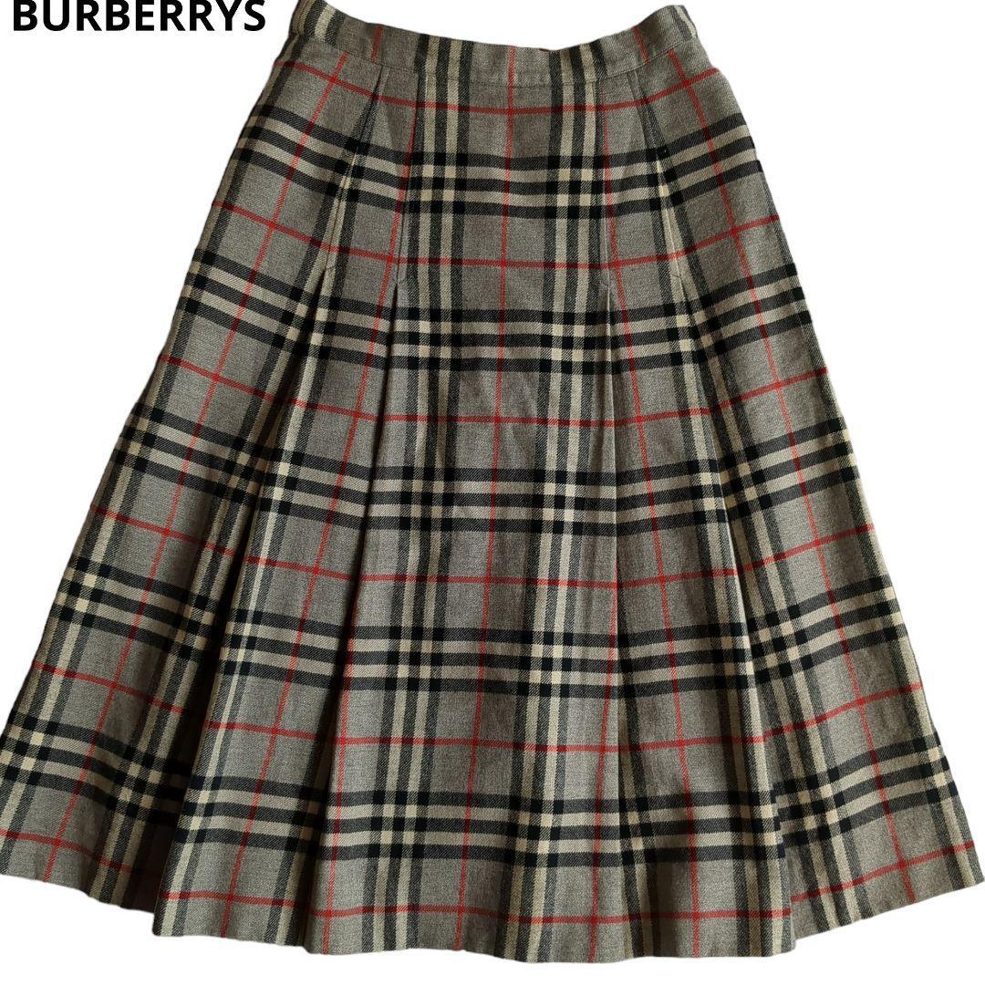 海外最新 【送料無料】ビンテージ BURBERRYS バーバリーズ ウールスカート ロング ミモレ プリーツ ノバチェック グレー Mサイズ 海外最新 【送料無料】ビンテージ BURBERRYS バーバリーズ ウールスカート ロング ミモレ プリーツ ノバチェック グレー Mサイズ