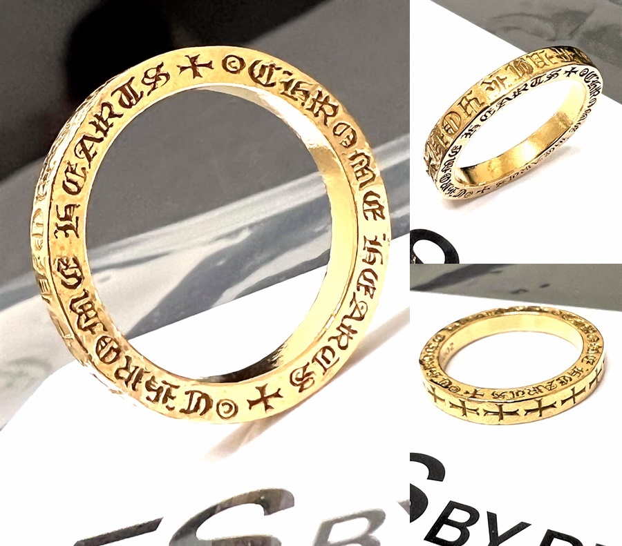 定価80万　希少　国内 ギャラ付き　CHROME HEARTS　クロムハーツ　22K　スペーサー ファックユー リング　3mm　ゴールド　22号　メンズ K22