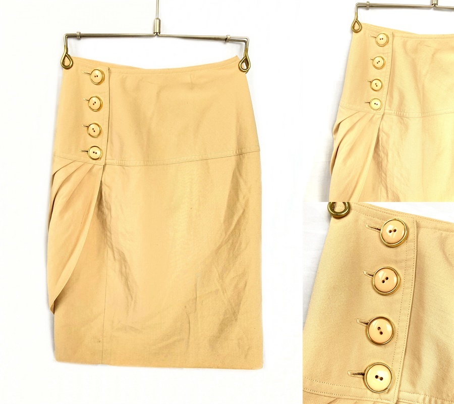 美品　クリーニング済み　国内正規　2 セット　CHANEL　Dior　ヴィンテージ シャネル　ココマーク　金ボタン　ウール ツイード　スカート M_画像8