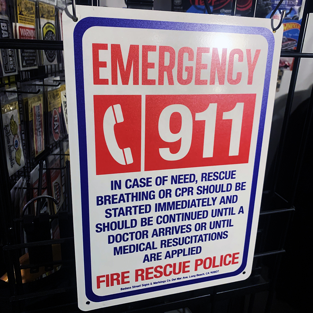 ランダムSALE！★ASP-020 アメリカンサインプレート アルミ製 「EMERGENCY CALL 911」 USA USDM POLICE FIRE RESCUE ガレージ ディスプレイの画像2