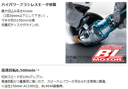 マキタ 150mm 充電式ディスクグラインダ GA034GRMX 40V 4.0Ah 新品_画像4