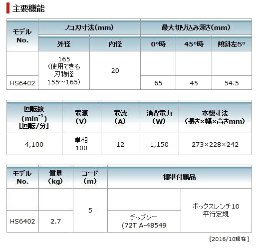 マキタ 165mm 電子造作用精密マルノコ HS6402SP 新品_画像7