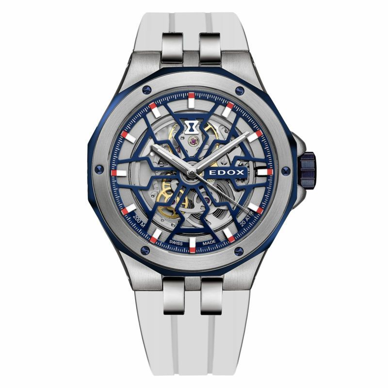 EDOX エドックス デルフィン メカノ ホワイト オートマティック 自動巻き 85303-357BUCAB-BUIRB ホワイト 新品同様 オマケ付_参考画像