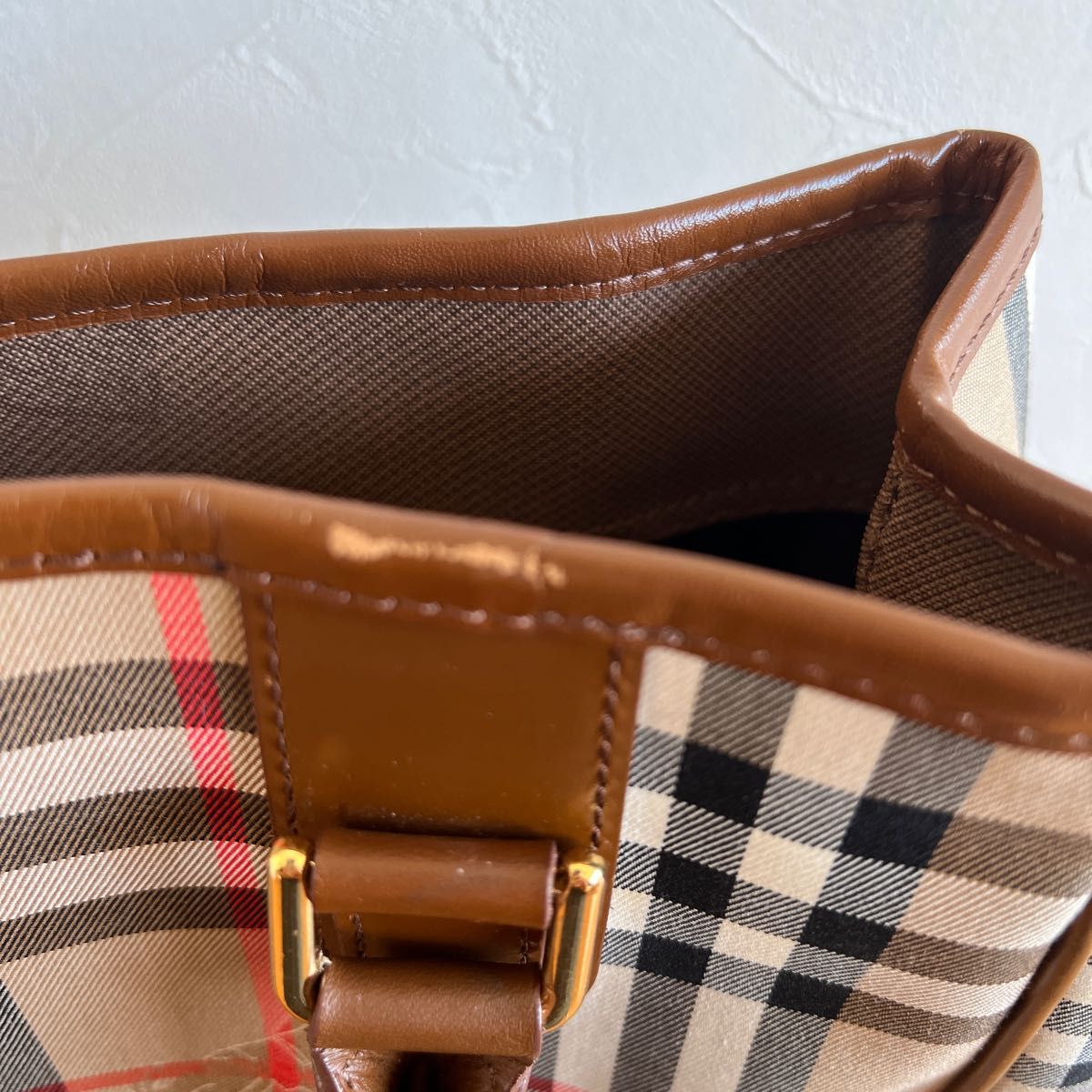 ☆Burberry´s☆型押しロゴホースノバチェックレザーブラウン ゴールド金具-