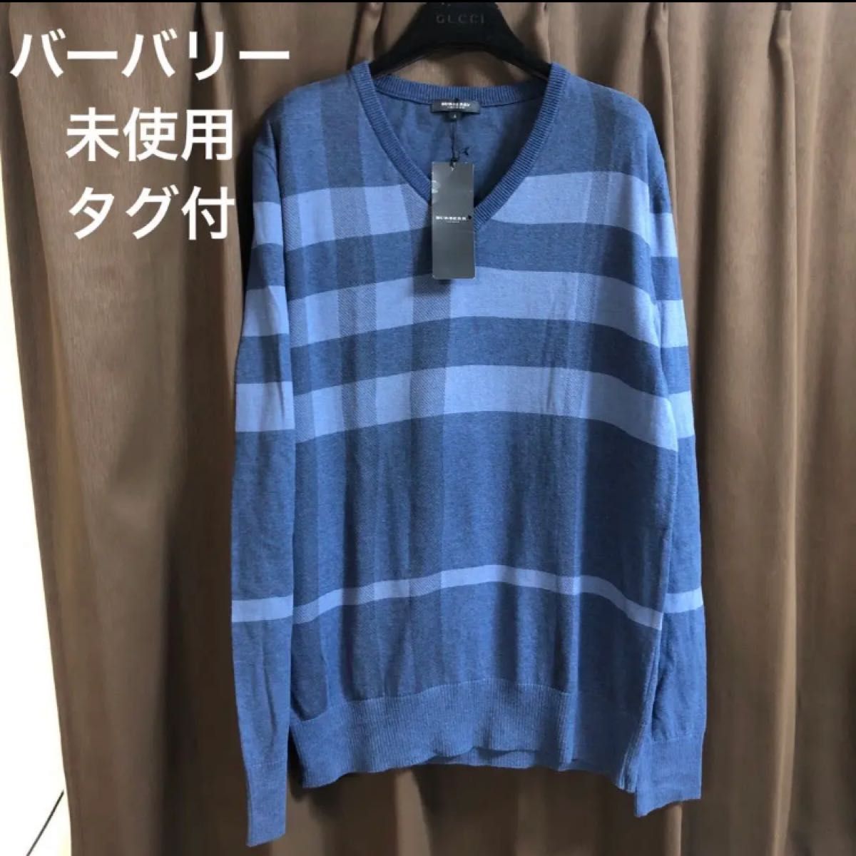 未使用タグ付 バーバリーロンドン セーター 綿 Lサイズ 紺 定価3 6万円