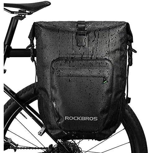 ★ブラック片側★ ROCKBROSパニアバッグ 自転車 サイドバッグ ツーリングバッグ キャリアバッグ 防水 大容量27L（1個あたり）多機能