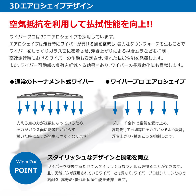 シリコンエアロワイパーインプレッサ WRX STI 5ドア H19.10～H26.7 GRB、GRF 1台分/2本SET送料無料N6040_画像4