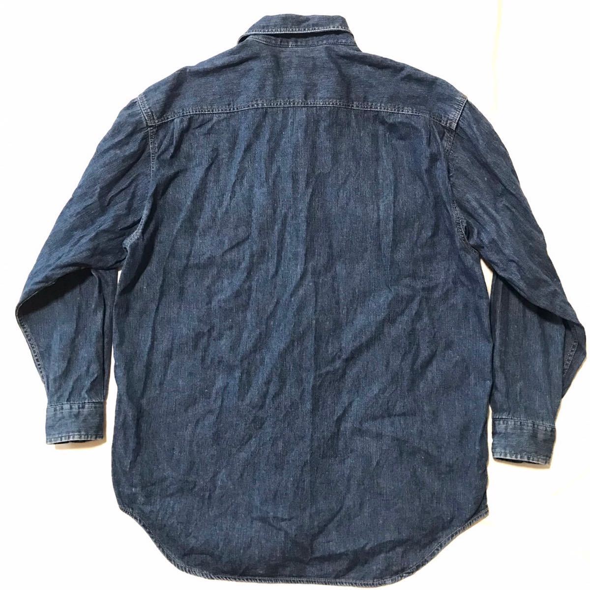 漢の定番 90s ラングラー Wrangler large L デニムシャツ ウエスタンシャツ シャツ メンズ シャンブレーシャツ_画像2