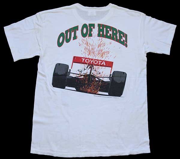 ★90s USA製 DAN GURNEY'S ALL AMERICAN RACERS 両面プリント コットンTシャツ 白 L★オールド ビンテージ TOYOTA トヨタ Castrol DENSO_画像3