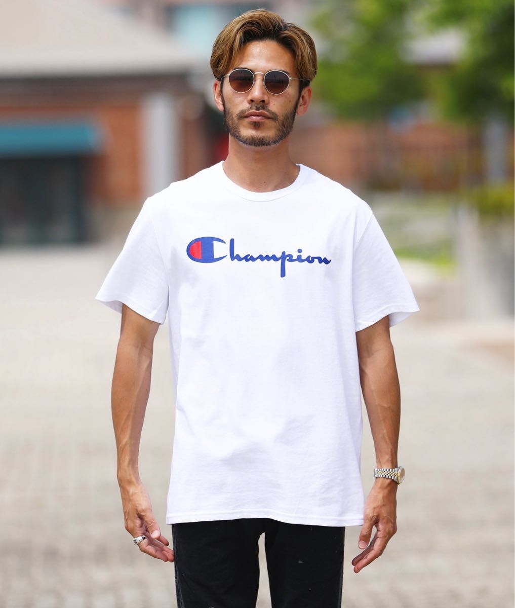 【Champion(チャンピオン) 4,950円/スクリプト ロゴ クルーネック Tシャツ】LLサイズ