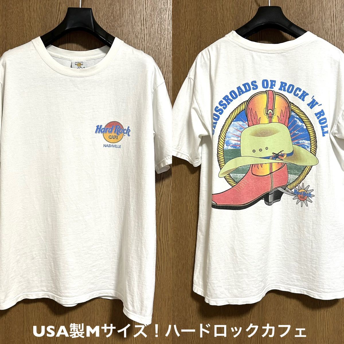 USA製Mサイズ！ハードロックカフェ 古着半袖Tシャツ 毛羽立ち有り アメカジ古着 HARDROCK CAFE NASHVILLE_画像1