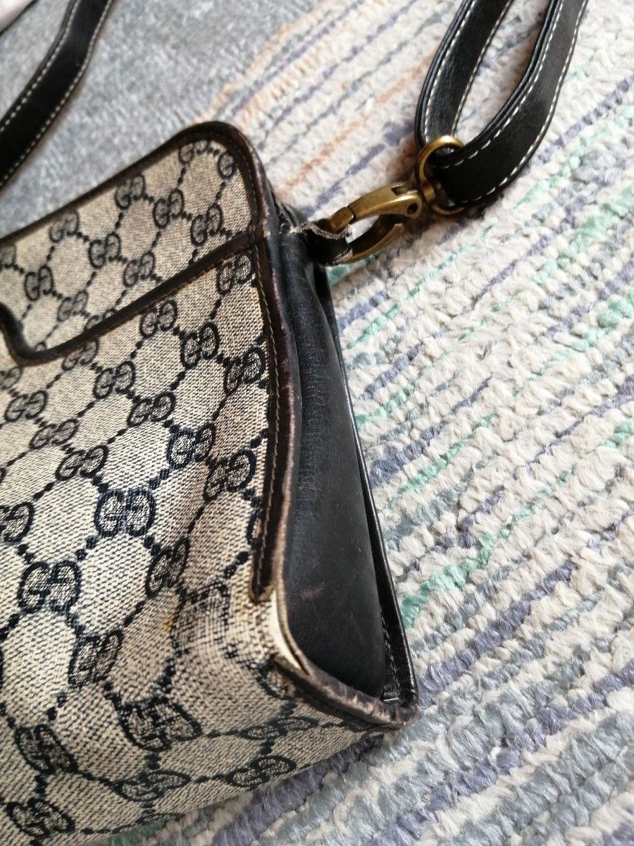 訳あり格安 GUCCI オールドグッチ ショルダーバッグ GG柄 ネイビー