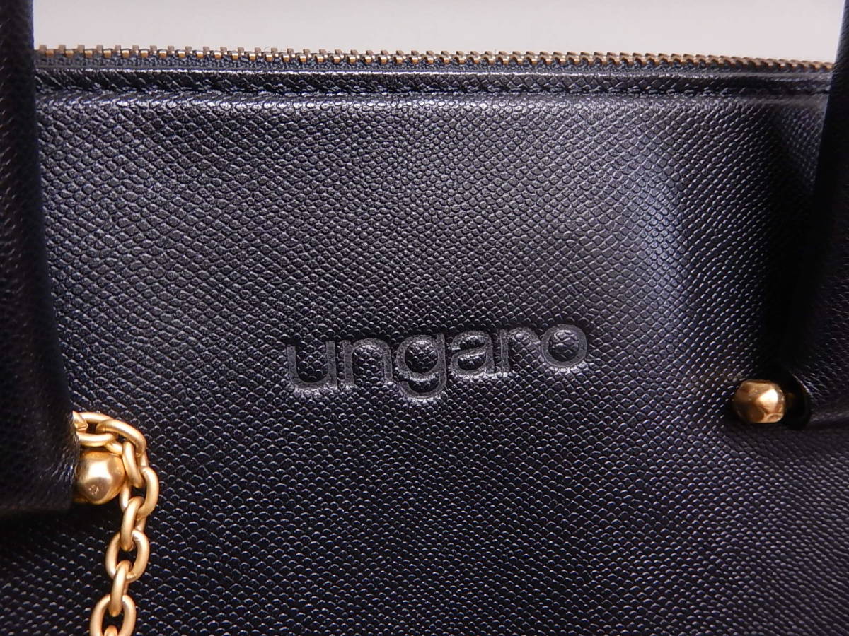 ■ungaro ウンガロ ハンドバッグ 本革 レザーバッグ かばん 鞄 チャーム付き■_画像5