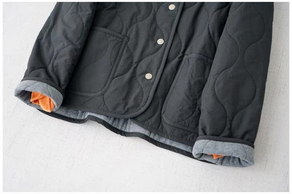 c上着230902 アウター 羽織物 ブラック Lサイズ 綿100％ 綿入り ゆったりとした ジャケット 暖かい_画像4