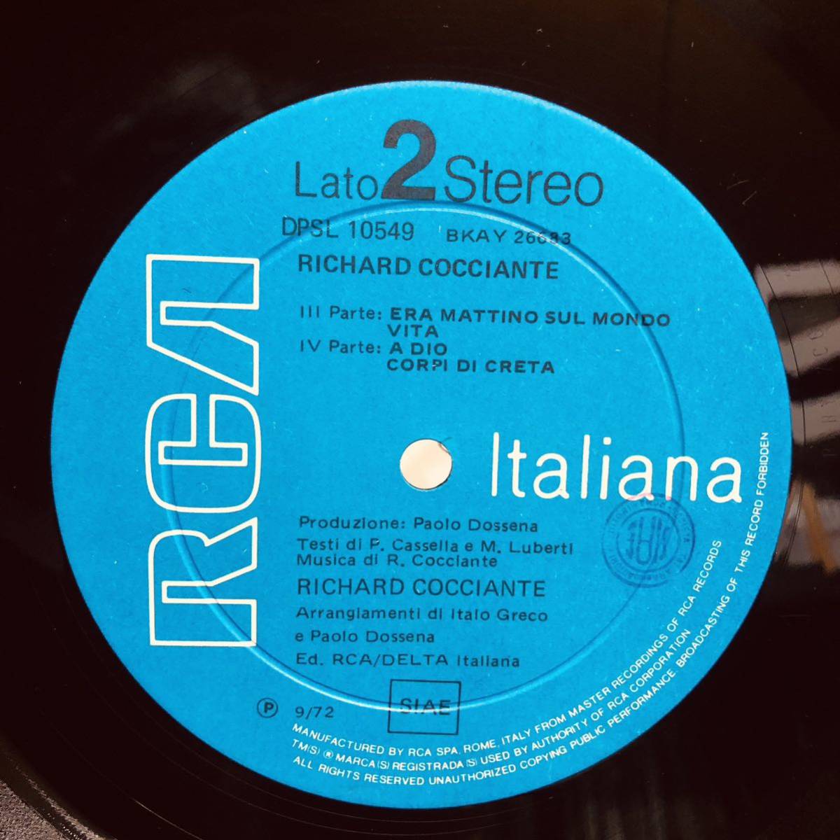 イタロ歌物PROG LP 〓 Riccardo Cocciante - Mu’72伊RCA原盤 〓メロトロン* PROMO * kit * 付属品全揃い*の画像7