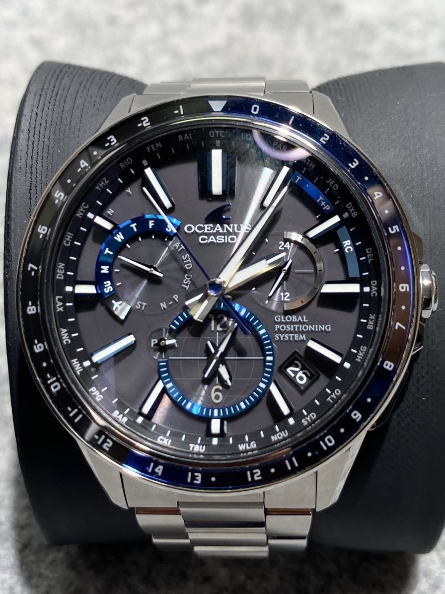 極美品 CASIO OCEANUS カシオ オシアナス GPSハイブリッド電波ソーラーウオッチ OCW-G1100 ソーラー GPS 腕時計 青 ブルー 定価¥253000_画像2