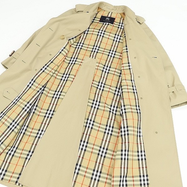 美品 国内正規品●BURBERRY LONDON バーバリー ロンドン 裏地チェック トレンチ コート ベージュ 11の画像4