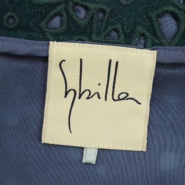 ◆Sybilla シビラ アイレットレース ウール ジャケット＆スカート スーツ セットアップ ダークグリーン Mの画像5