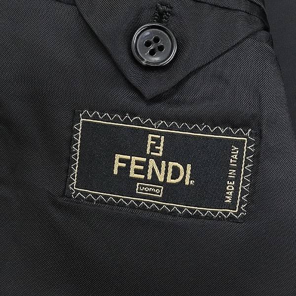 ◆FENDI フェンディ SUPER100's 3釦 スーツ セットアップ 黒 ブラック 48_画像4