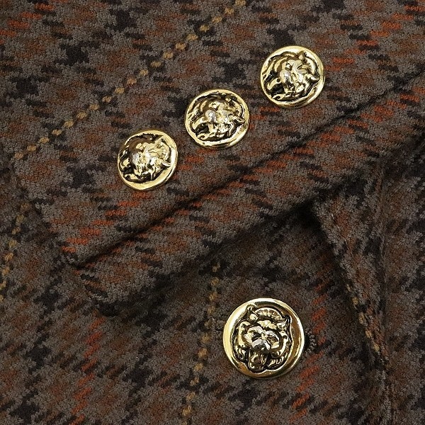 *Leilian Leilian × Loro Piana check pattern wool design button jacket & skirt suit setup 13+ large size 