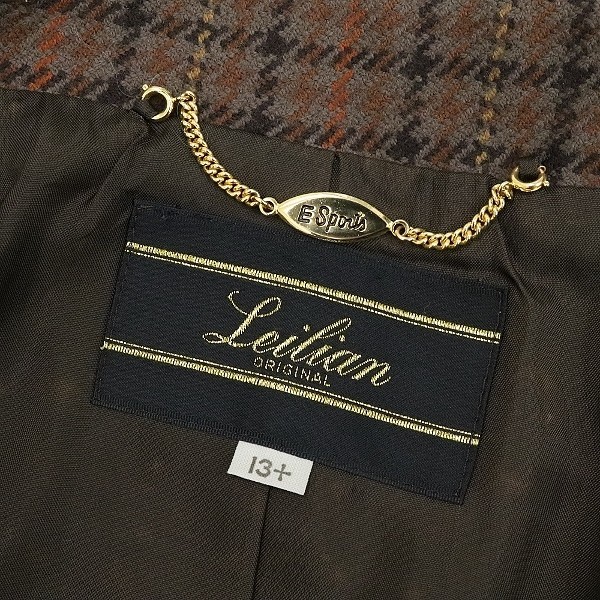 *Leilian Leilian × Loro Piana check pattern wool design button jacket & skirt suit setup 13+ large size 