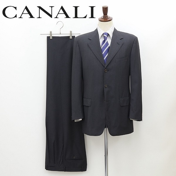 ◆CANALI カナーリ 3釦 スーツ セットアップ チャコールグレー 46_画像1