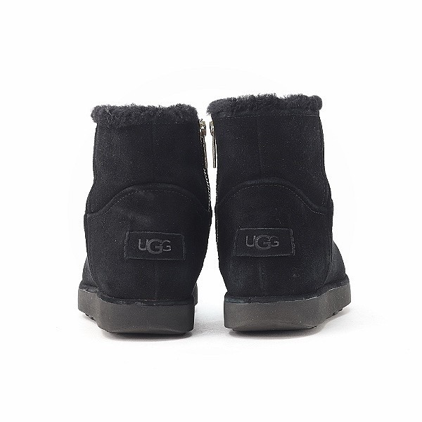 ◆UGG アグ 1108143 W CLASSIC MINI BLVD クラシック ミニ シープスキン ムートン ショート ブーツ 黒 ブラック 24cm_画像3