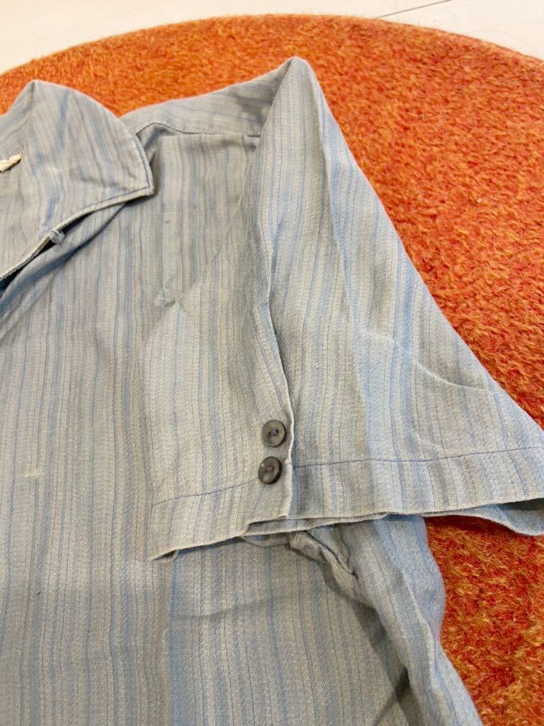ヴィンテージ イタリアンカラーシャツ・ギャバシャツ・ロカビリーシャツ・50'sストライプシャツ・ボーリングシャツ・dry bones 検索用_画像8
