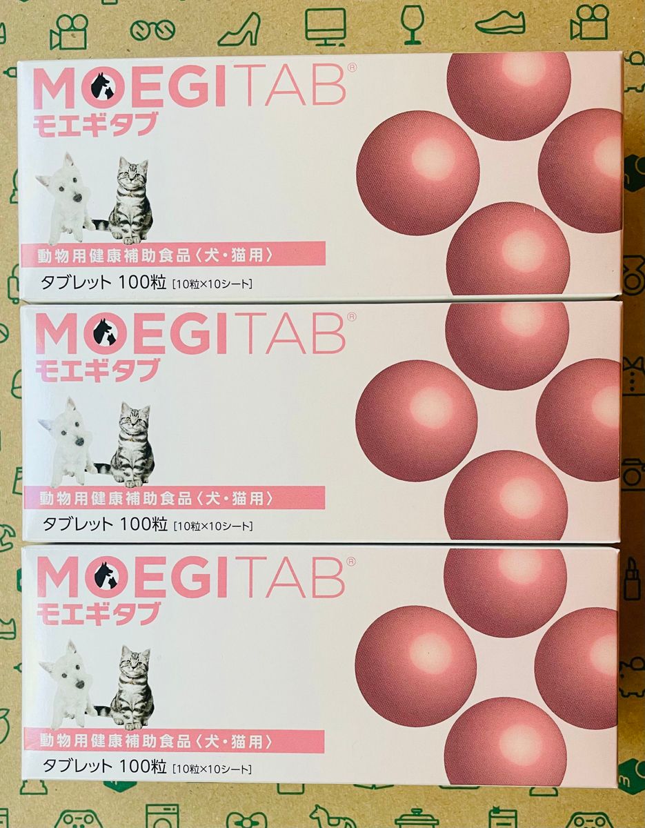 モエギタブ 100粒 10粒×10シート 3箱 共立製薬 犬猫用【賞味期限 2024
