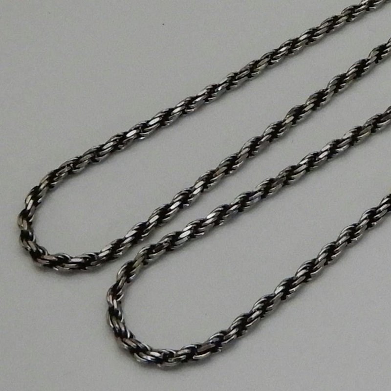 【 大感謝セール】 2.8mm 45cm チェーン フレンチロープ シルバー925 メンズ ネックレス アクセサリー燻し加工 xr645 だけ チェーン のみ フレンチロープ シルバー