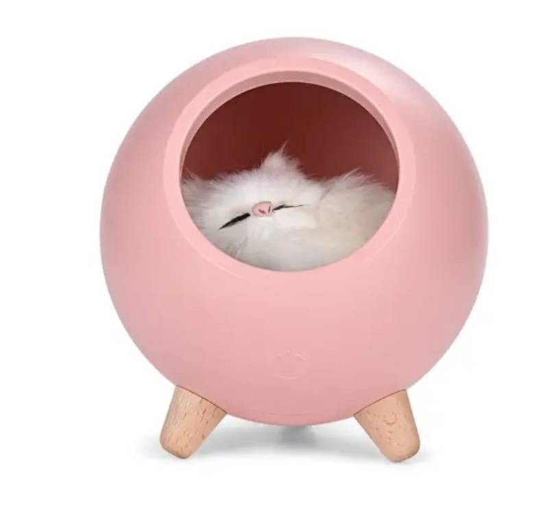 白、ピンク 2個セット  デスクテーブルランプタッチセンサー調光猫ハウスLEDナイトライトUSB充電式寝室ベッドサイドランプ
