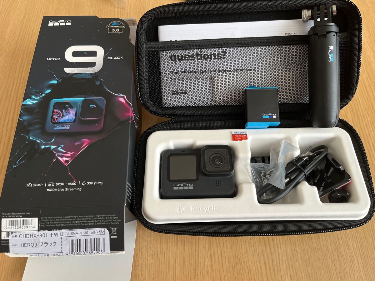 【美品】 GoPro HERO9 BLACK CHDHX-901-FW 日本正規品 ヨドバシ購入 SDカード256GB 付属品あり