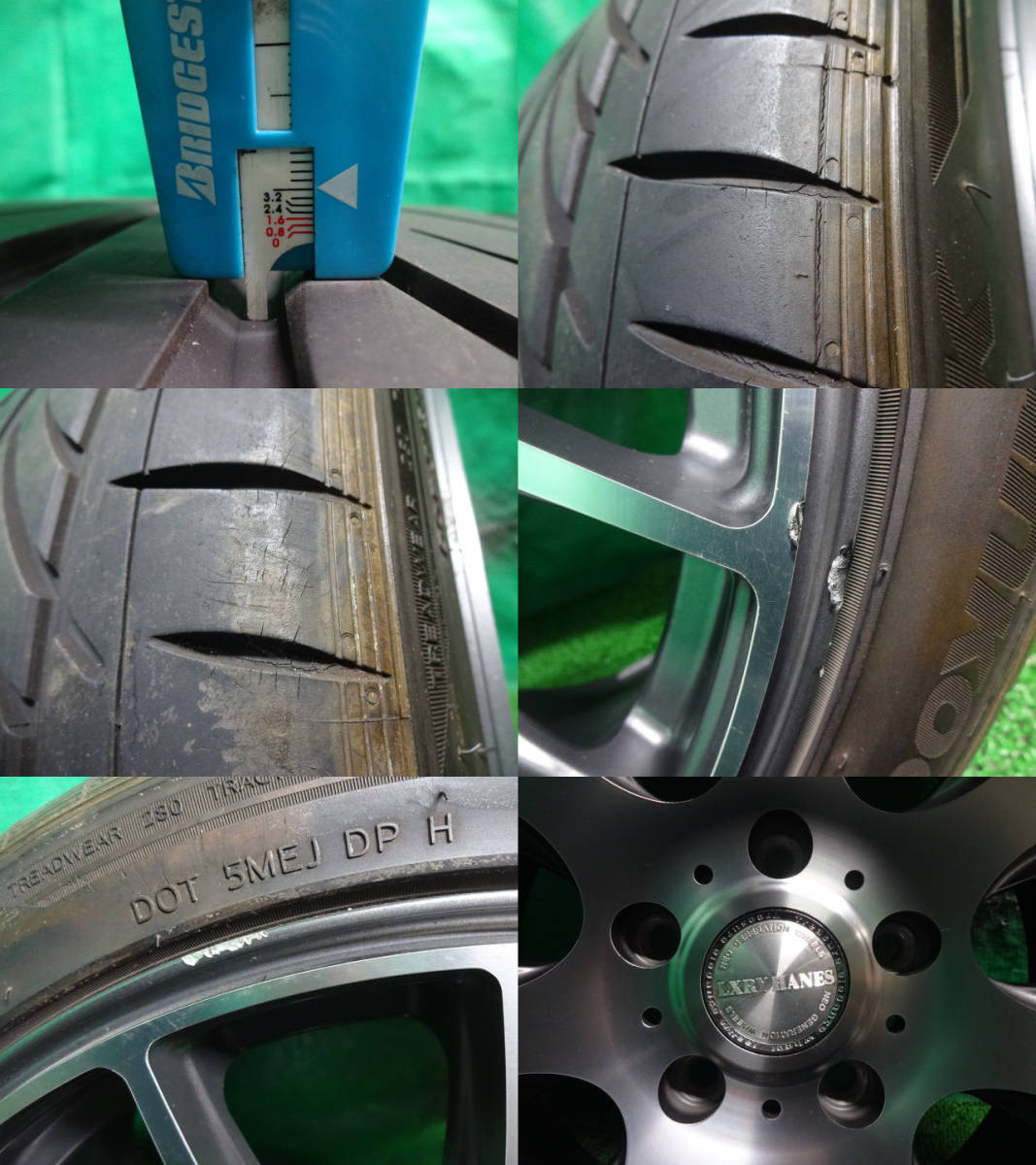 レクサスLS トレジャーワン LXRY HANES 20×9J +35 10J +40 5H PCD120●245/40R20 275/35R20 中古タイヤ付ホイール4本●ム69_④の残り溝、トレッドひび、ホイールキズ