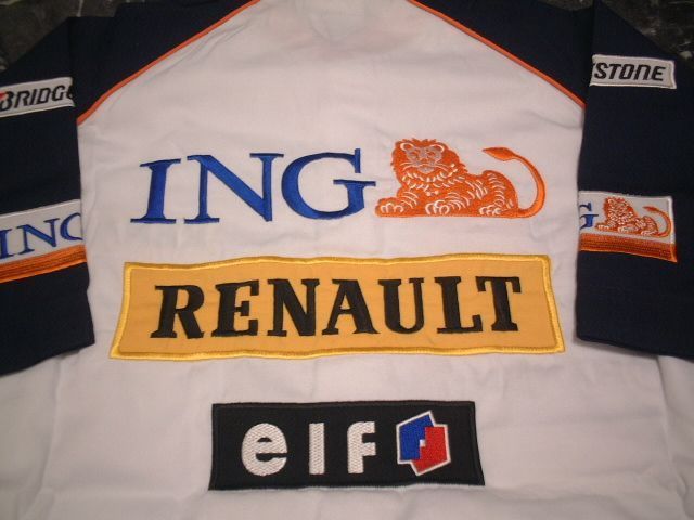 * stock one . sale. * free shipping * worth seeing *RENAULT*F1*Team* Renault * team * stylish .* wonderful * beautiful ~.* pit shirt * white *XL* new goods *