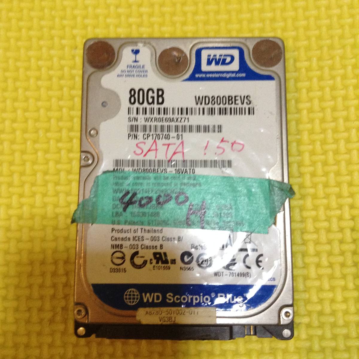 WDC WD800BEVS-16VAT0 80.0GB ソフトウェア付きネコポス発送のみ。_画像2