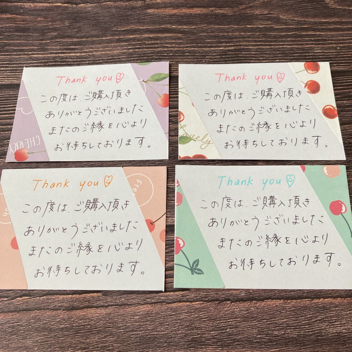⑧【100枚】ハンドメイド サンキューメモ サンキューカード ⑧【100枚】ハンドメイド サンキューメモ サンキューカード