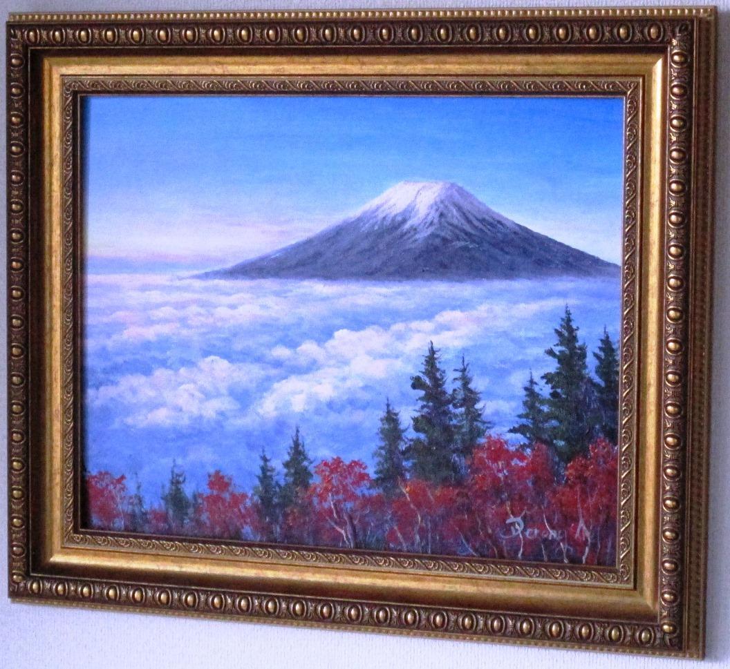 富士山絵画 油絵 風景画 冬の新藤峠からの富士山 F6　WG319 お得な即決価格となっています。_画像9