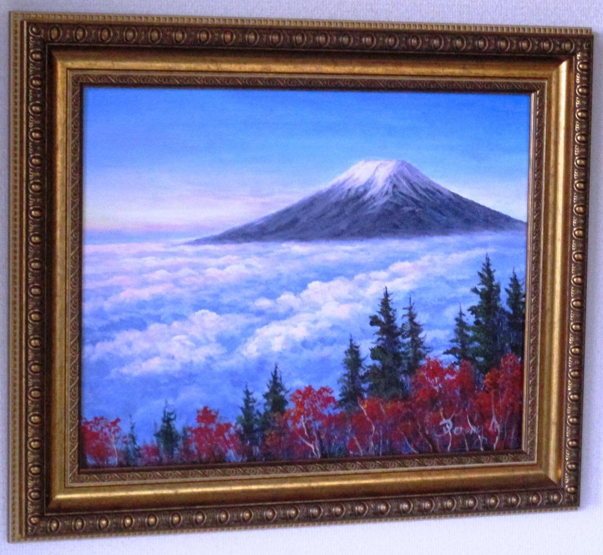 富士山絵画 油絵 風景画 冬の新藤峠からの富士山 F6　WG319 お得な即決価格となっています。_画像4