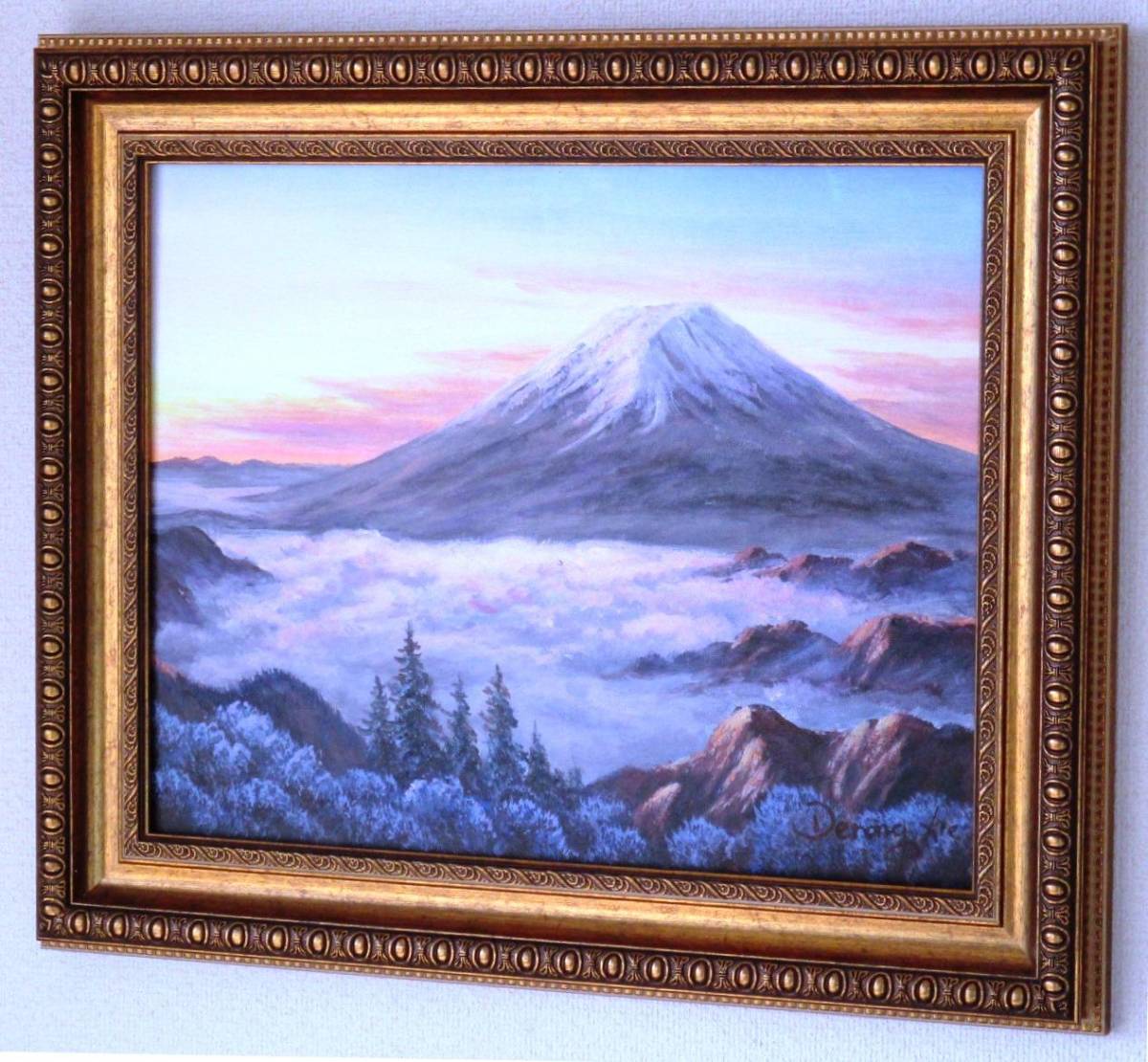 正規販売代理店 富士山絵画 油絵 風景画 冬の新藤峠からの富士山 F6