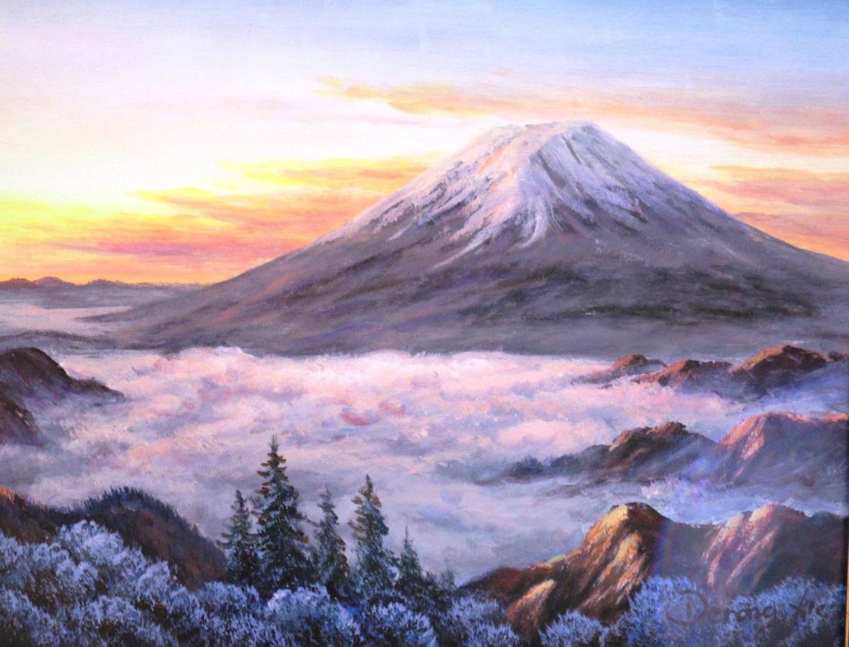富士山絵画 油絵 風景画 冬の新藤峠からの富士山 F6　WG321　お部屋のイメージを変えてみませんか。　　_画像2