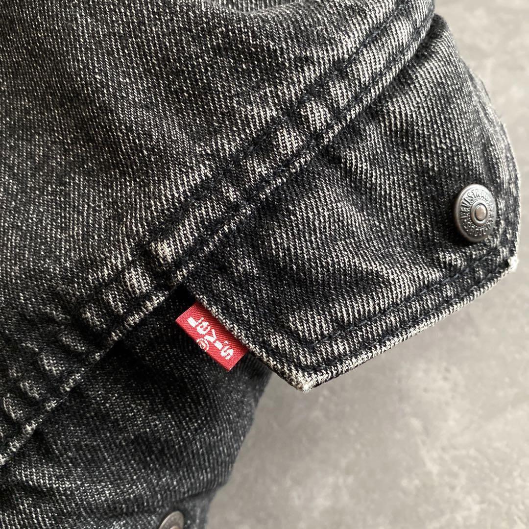 80s ビンテージ USA製 Levis リーバイス 先染め ブラック デニム トラッカー ボア ジャケット Gジャン 4ポケット 黒 XL アメリカ製_画像7