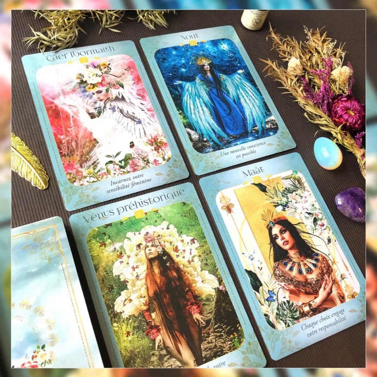 ★金縁！★ポーチ付き世界の女神たちを美しく描いたオラクルカード・タロットカード