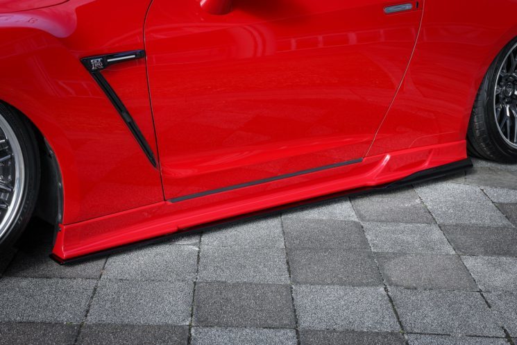 GTR R35 サイドステップ サイドエアロ レッド 赤 カスタムパーツ 日産 ニッサン 左右セット A174の画像9